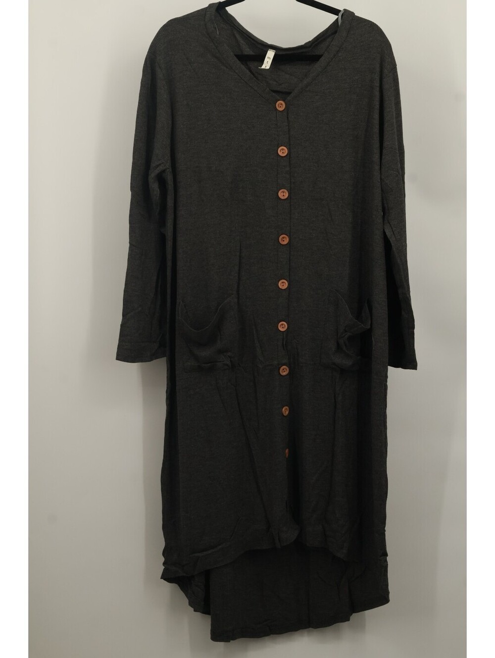 NWT MTS Womens Gray Duster Cardigan Sweater Button Front Pockets Rayon 1X Plus